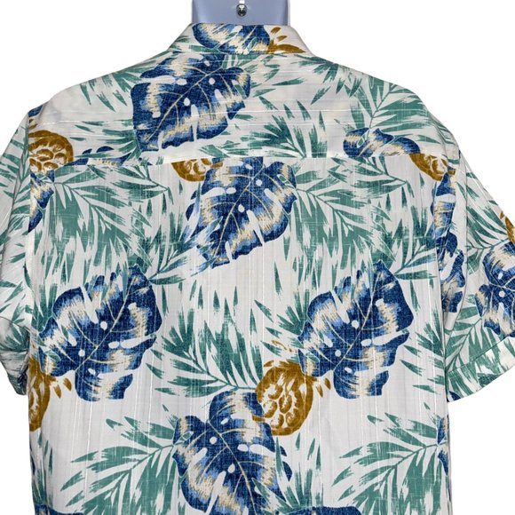 Cubavera Hawaiian Shirt Mens M Pineapple Floral Tiki Aloha Vacation Leaves - Picture 7 of 11